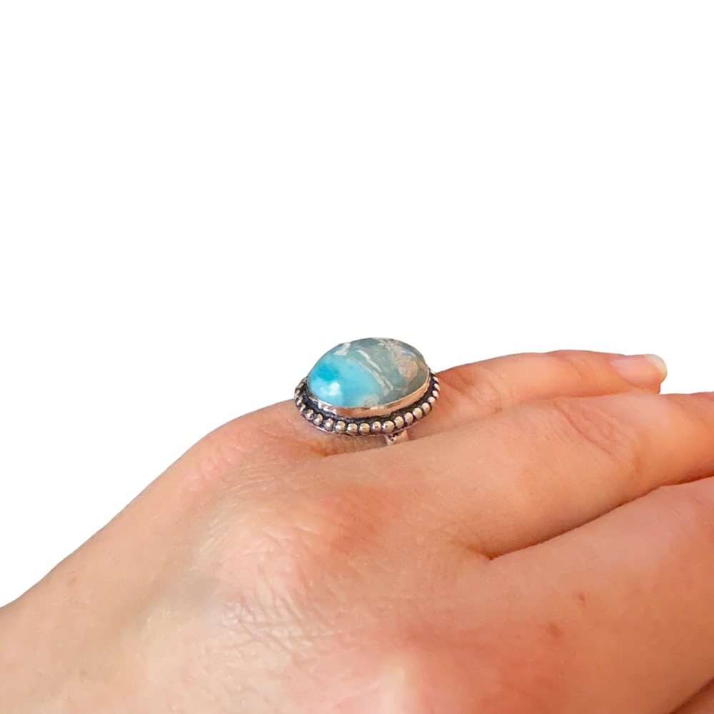 Larimar oval ring in sterling silver size 6 925 - Picture 4 of 5